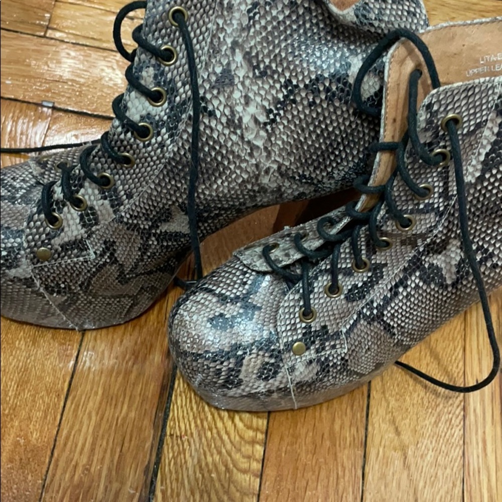 Jeffrey Campbell Leather Heeled Boots Snakeskin